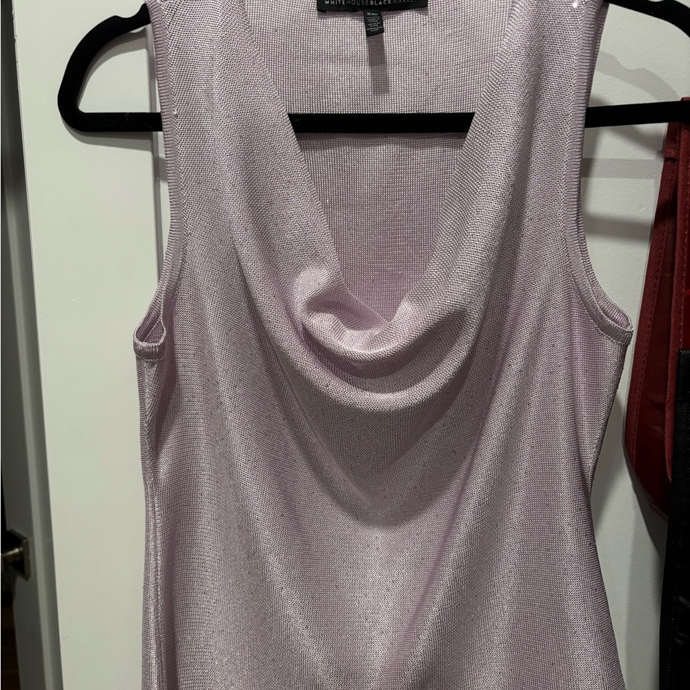White House Black Market Light Purple Cowl Neck Blouse Excellent Condition